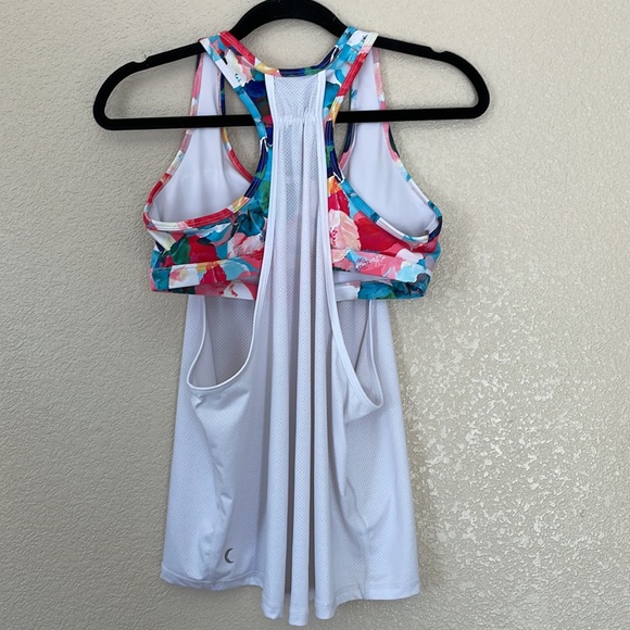Euc Zyia 2 in 1 mesh tank shirt & floral bra size Large - Picture 5 of 6